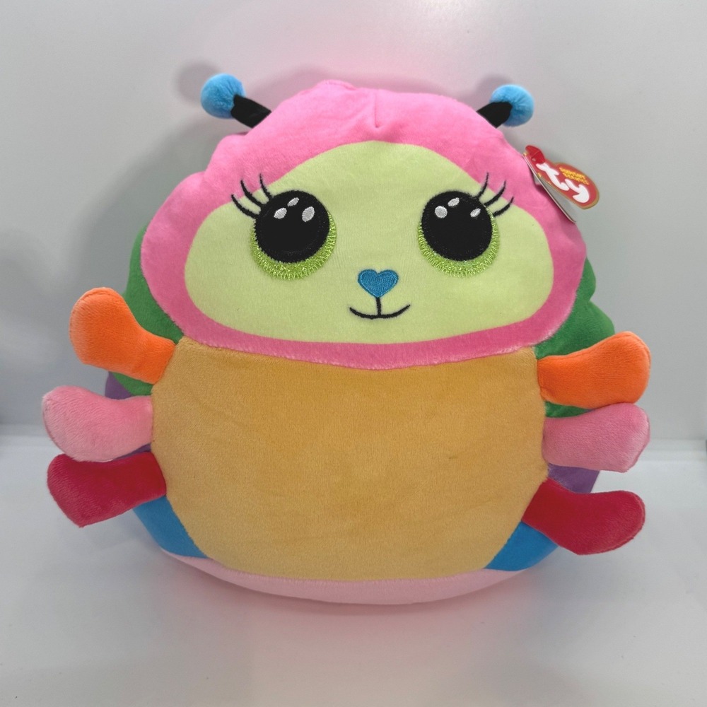 Ty Squishy Beanies Nessa Caterpillar Multi Color Plush Stuffed Animal 8 inch NWT